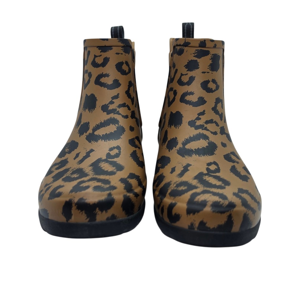 Hunter Original Leopard Print Chelsea Boots Brown Black WFS2026RMA Womens 9 - Picture 2 of 12
